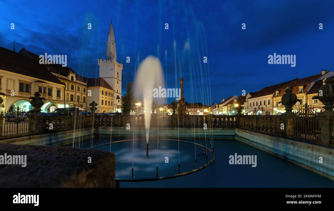 Night photography of Czech historic town of Kadaň - Czech Republic, Europe - Stock Image