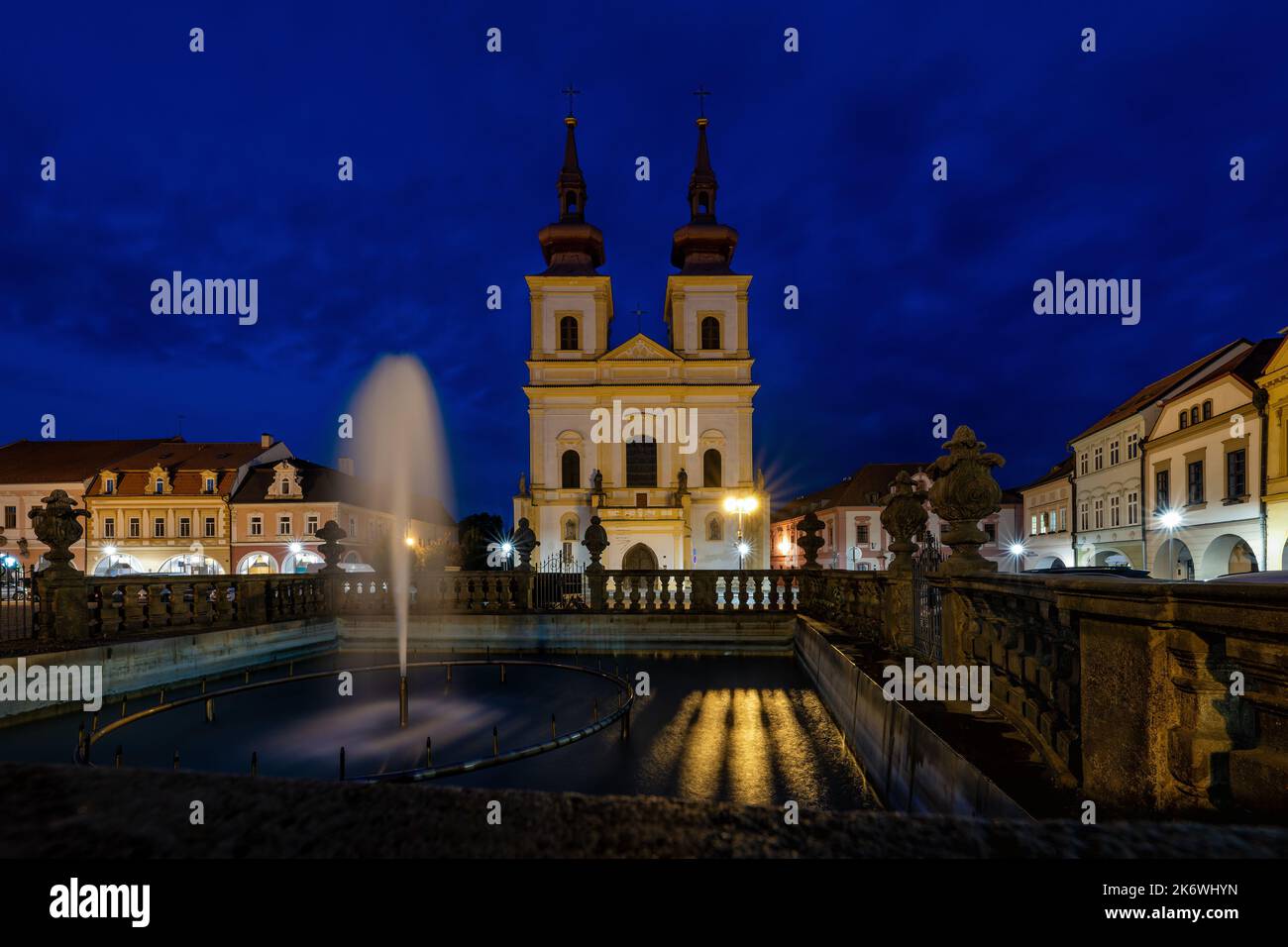 Night photography of Czech historic town of Kadaň - Czech Republic, Europe - Stock Image