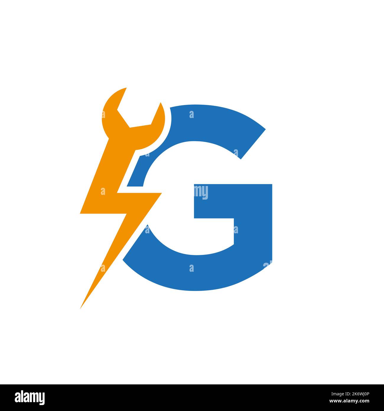 Initial Letter G Repair Wrench And Volt Power Logo Design For Repair