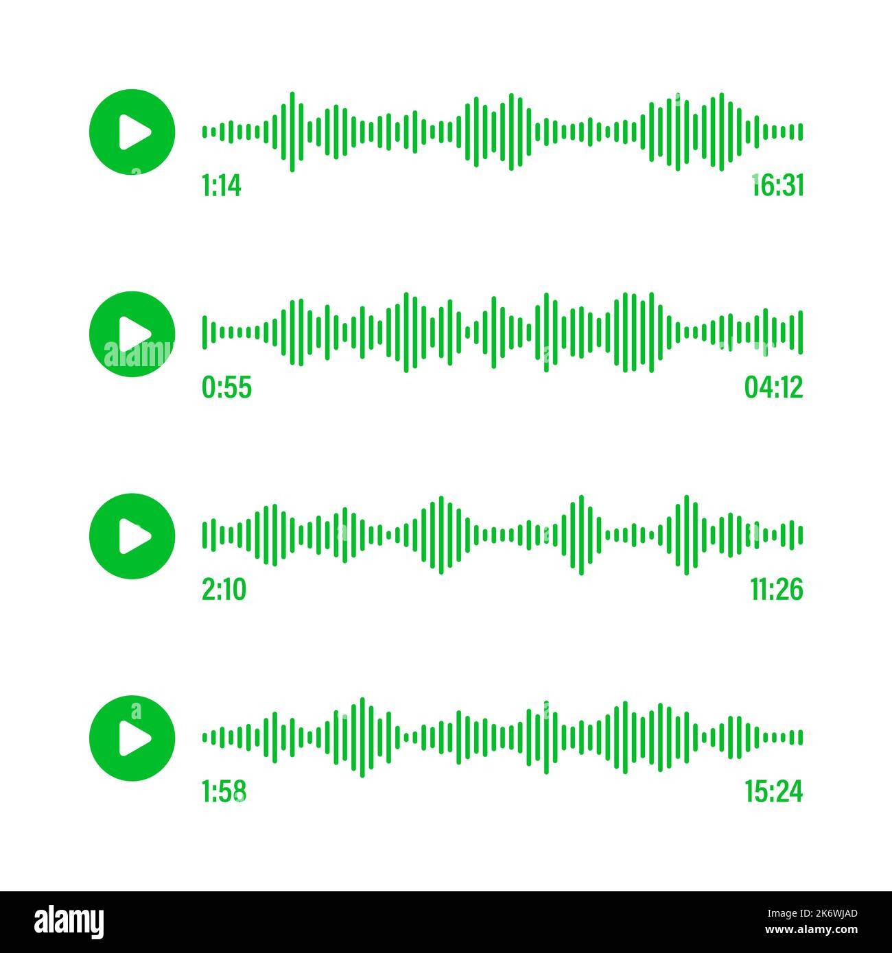 Voice message, social media chat conversation. Messaging app, music
