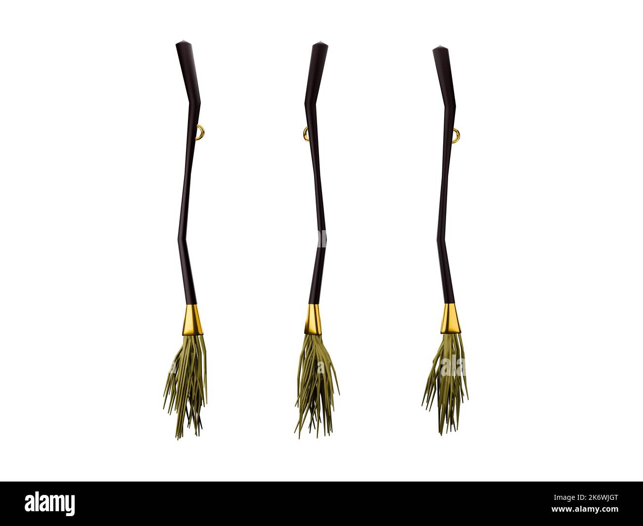 Collection of Witches broomstick for Halloween holiday. Isolated on