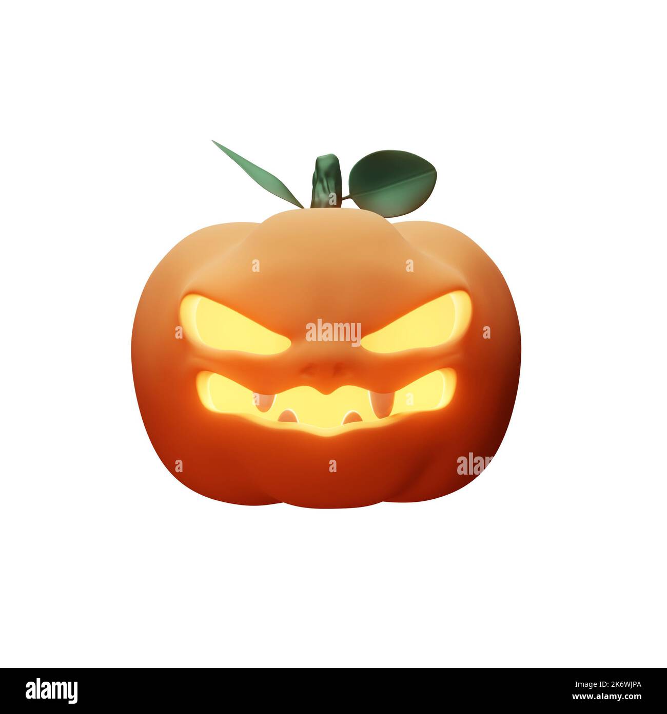 3D Rendering of jack O Lantern isolated on white background Clipping path  for Halloween and the tradition of Trick-Or-Treat. Stock Photo