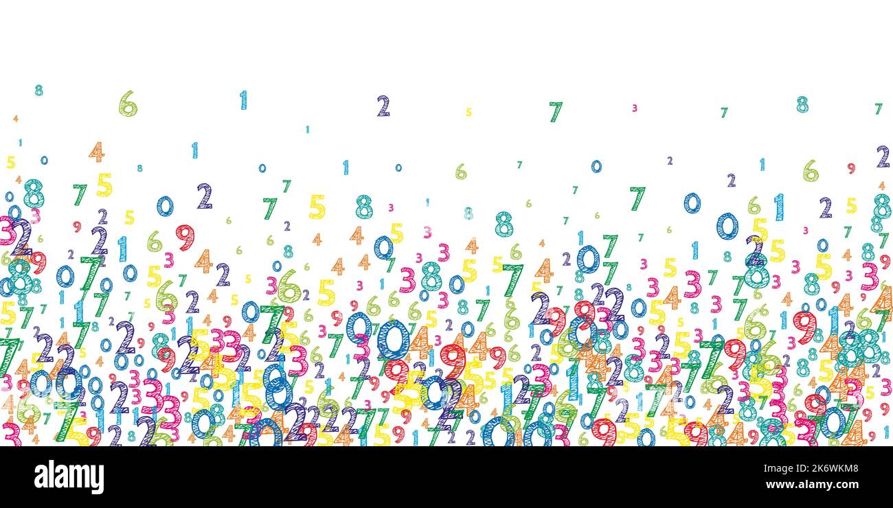 Orderly Math Falling colorful orderly numbers. Math study concept with flying digits ...