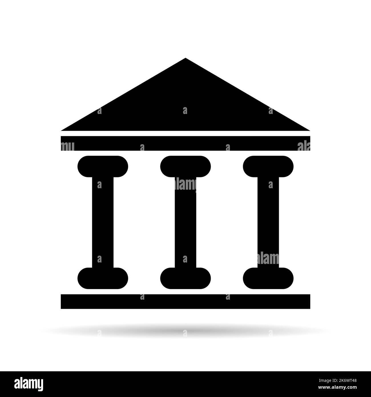 Building university architecture shadow icon, museum roman symbol, flat design vector illustration . Stock Vector