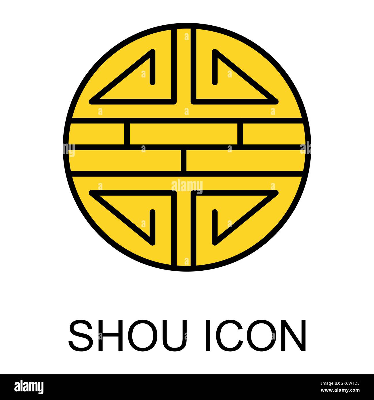 Traditional shou icon, spiritual isolated shu flat symbol, asian vector