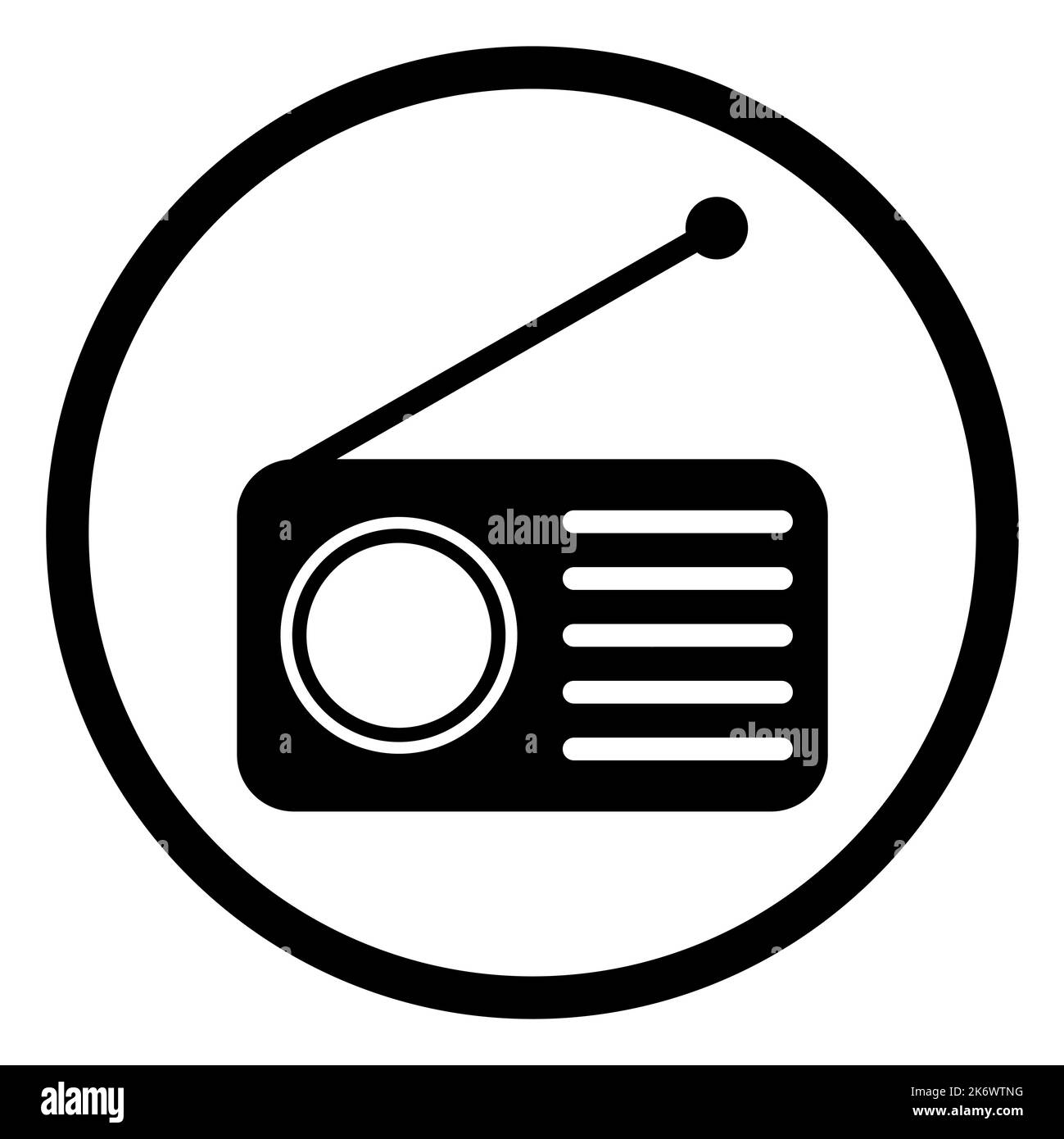 Retro radio station icon, flat isolated music sound media button, web