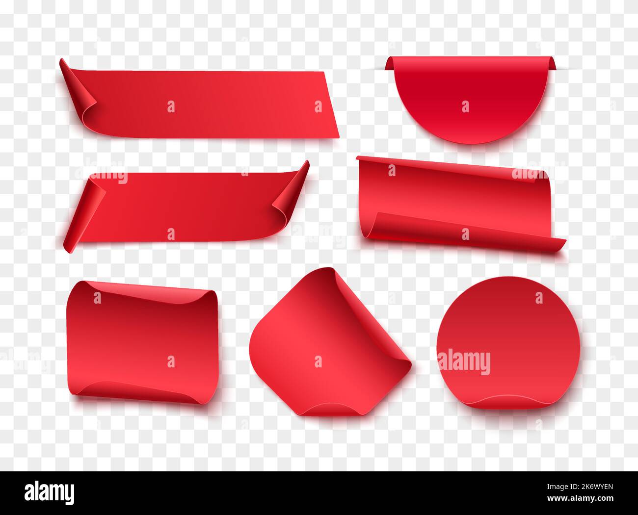 Red blank tags, labels or badges are isolated on white background ...