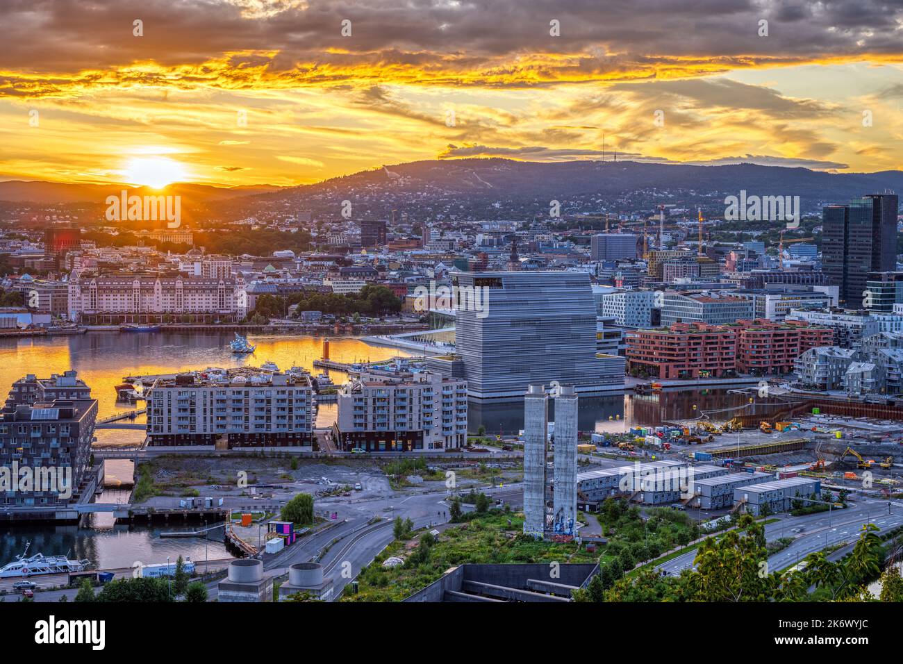 Beautiful sunset seen in Oslo, the norwegian capital Stock Photo Alamy