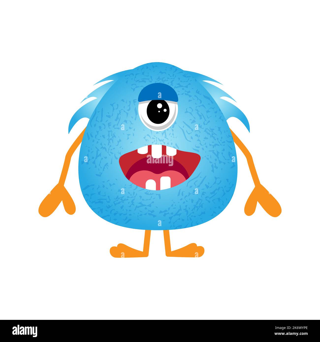 A funny hairy monster with one eye and a big smile. Vector illustration isolated on white Stock Vector