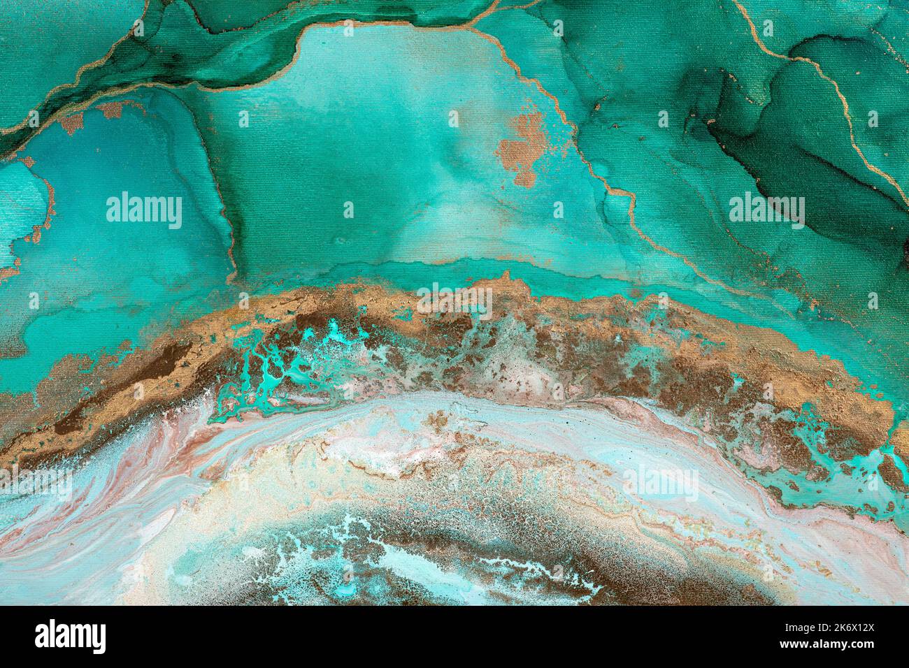 Green gold abstract background of marble liquid ink art painting on ...