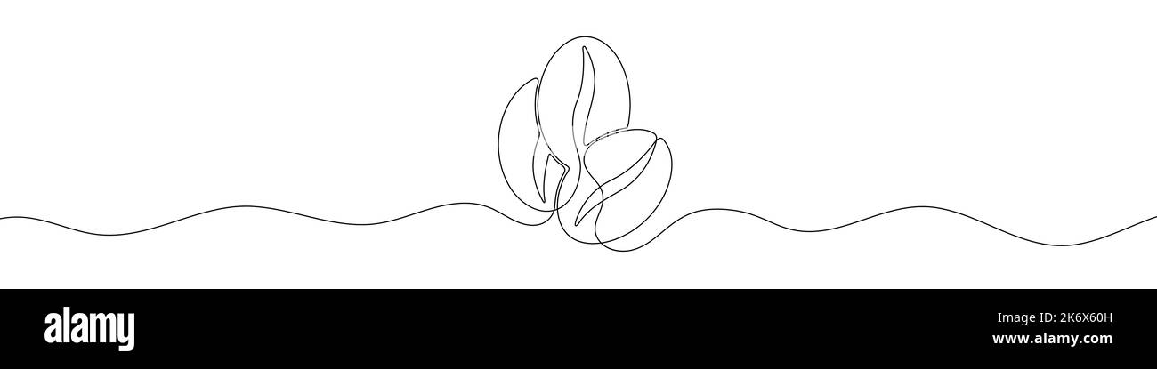 Linear coffee grain background. One continuous line drawing of a coffee ...