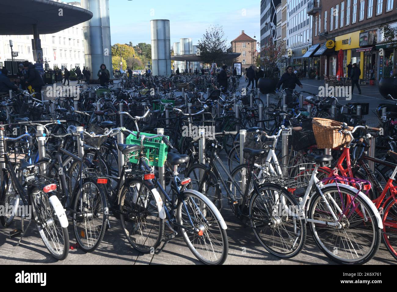 Copenhagen /Denmark/16 October 2022 / Denamrk as biker nation danes ride bicycles on job and fitness and hobby and as transport iinc apital and whole nation and danes also ride on bike lkanes and parted on bike parking place in capital.in Copenhagen.(Photo..Francis Joseph Dean/Dean Pictures. Stock Photo