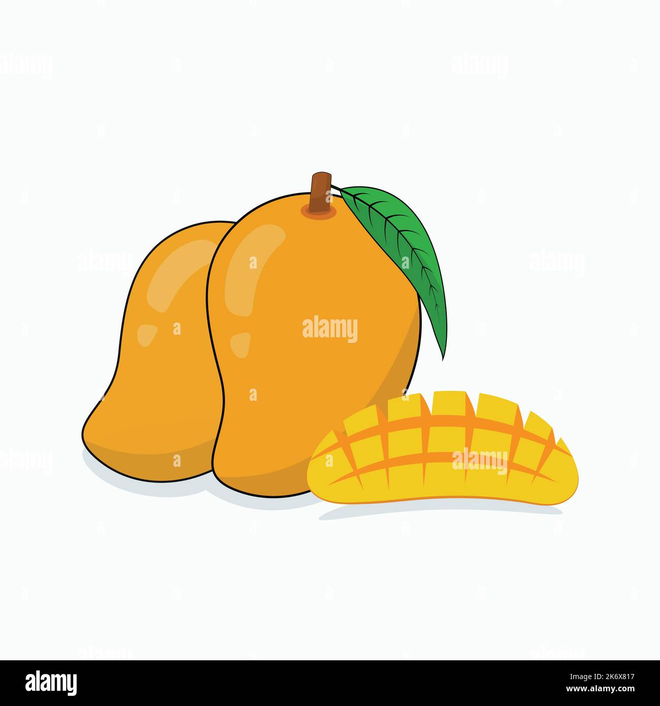 Fresh mango fruit with slice leaf vector illustration Stock Vector