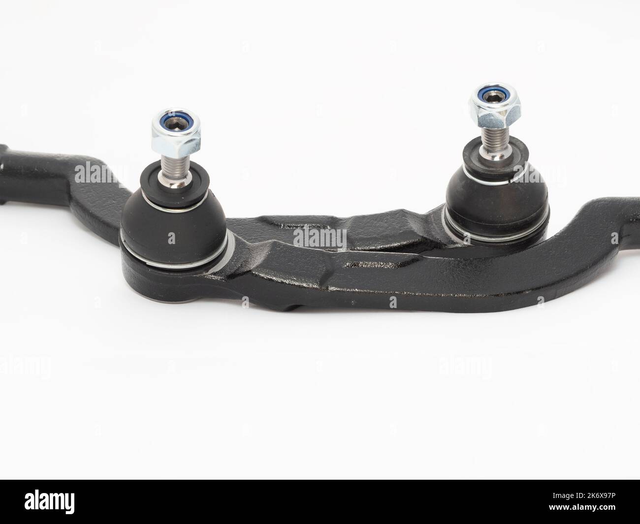 Car track rod end steering joint isolated against a white background