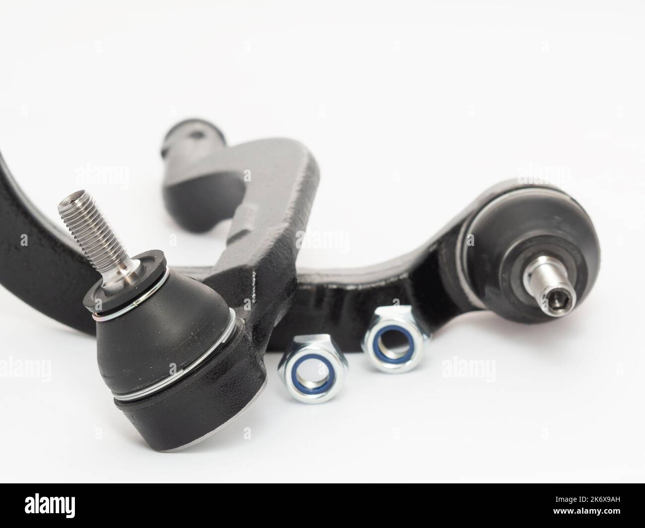 Car track rod end steering joint isolated against a white background