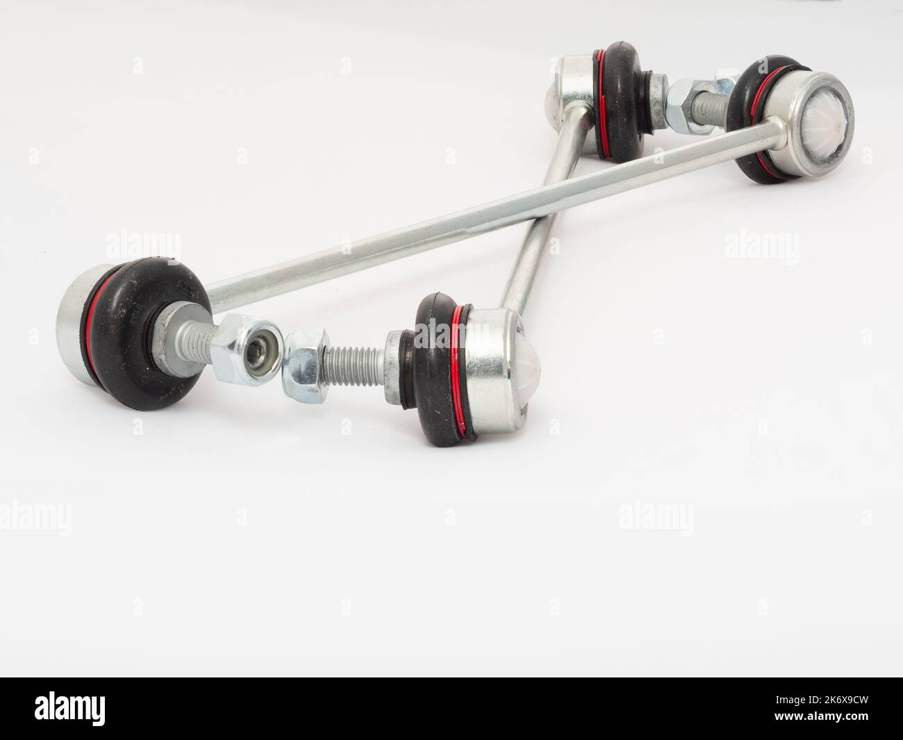 Car track rod end steering joint isolated against a white background