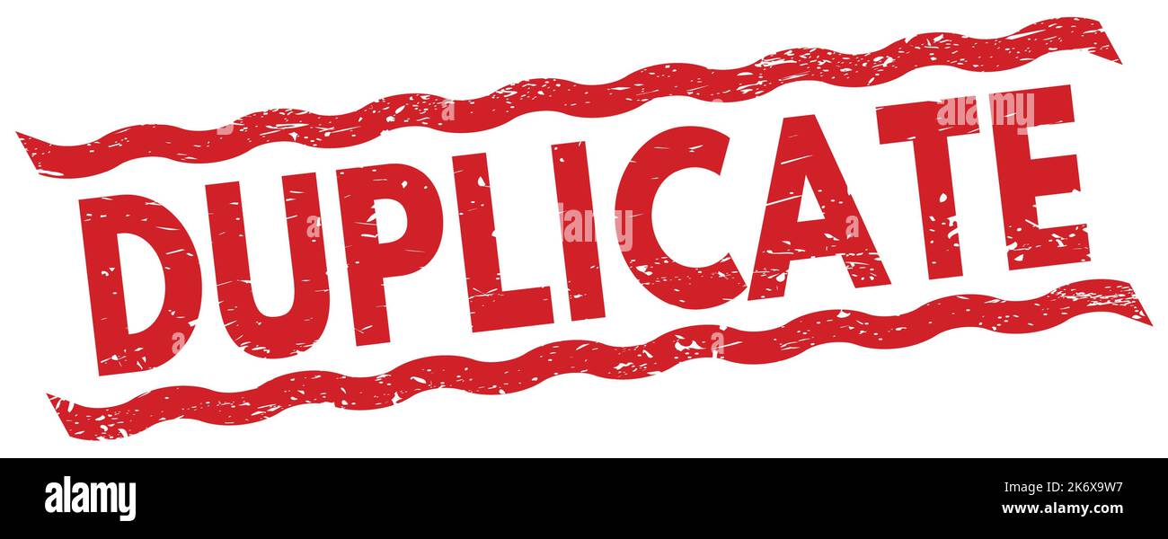 DUPLICATE text written on red lines stamp sign Stock Photo - Alamy