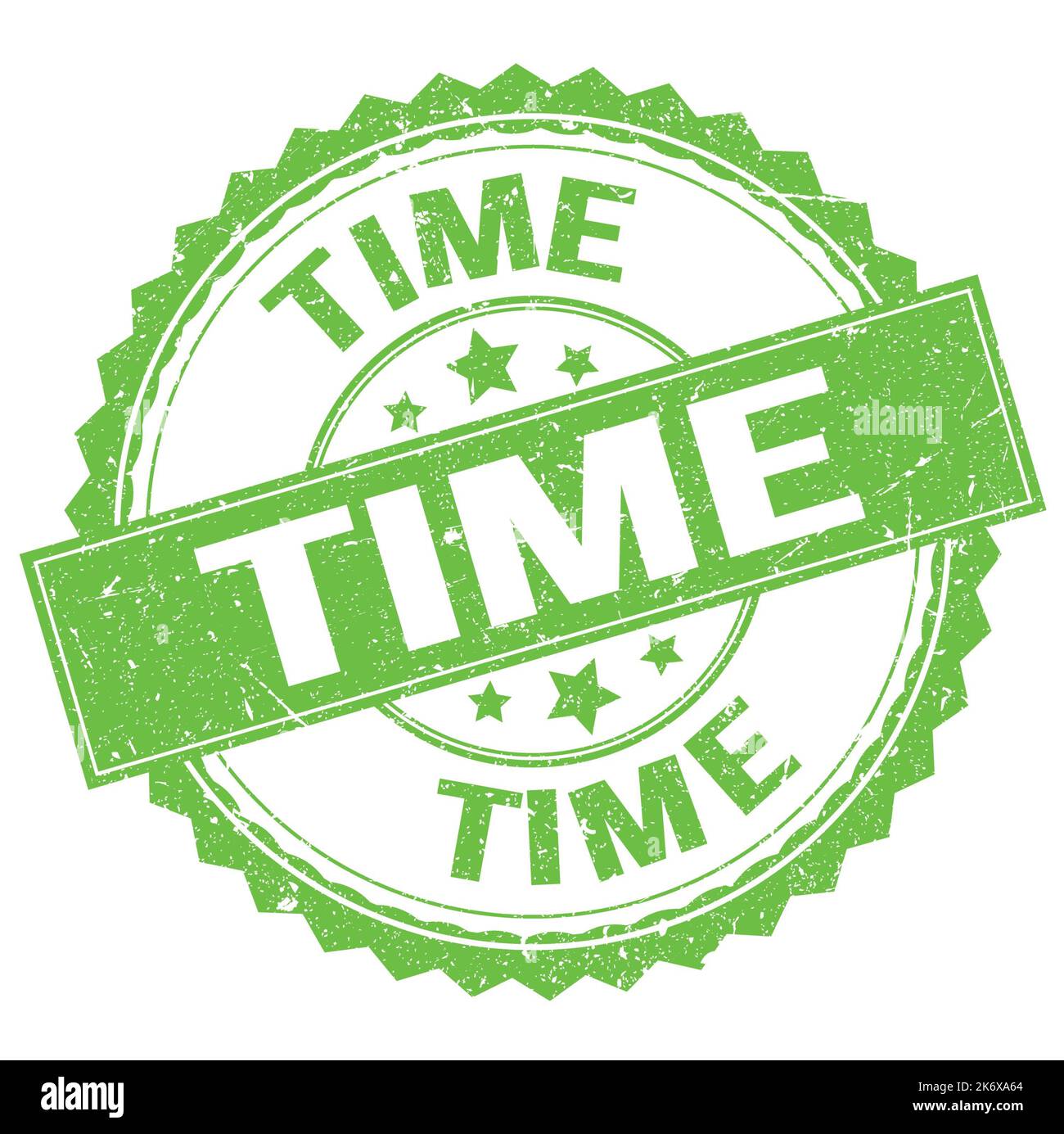 TIME text written on green round stamp sign Stock Photo - Alamy