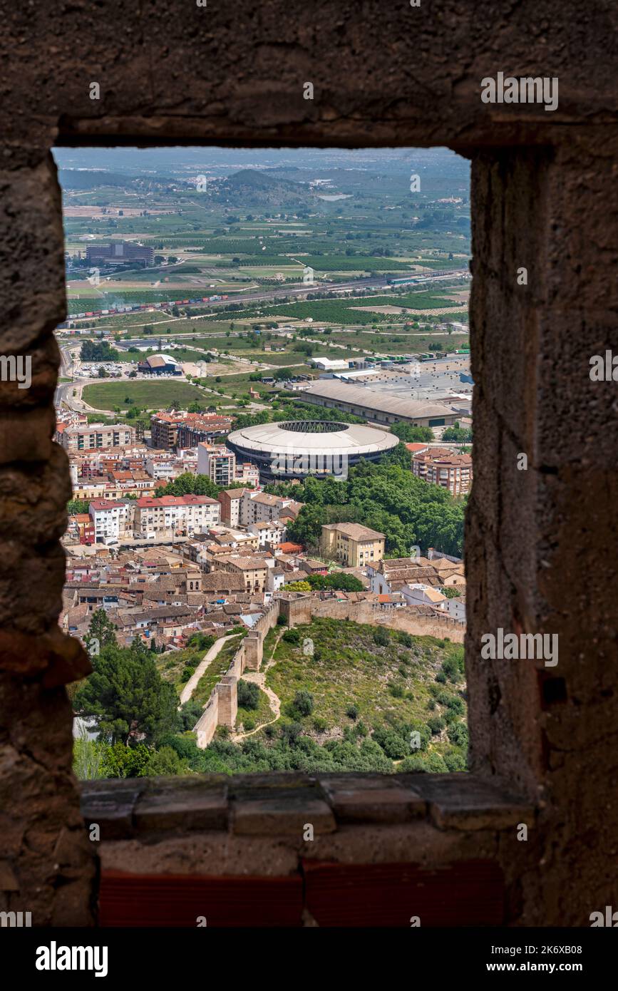 View of the Town of Xativa an hour outside of Valencia in Spain Stock Photo
