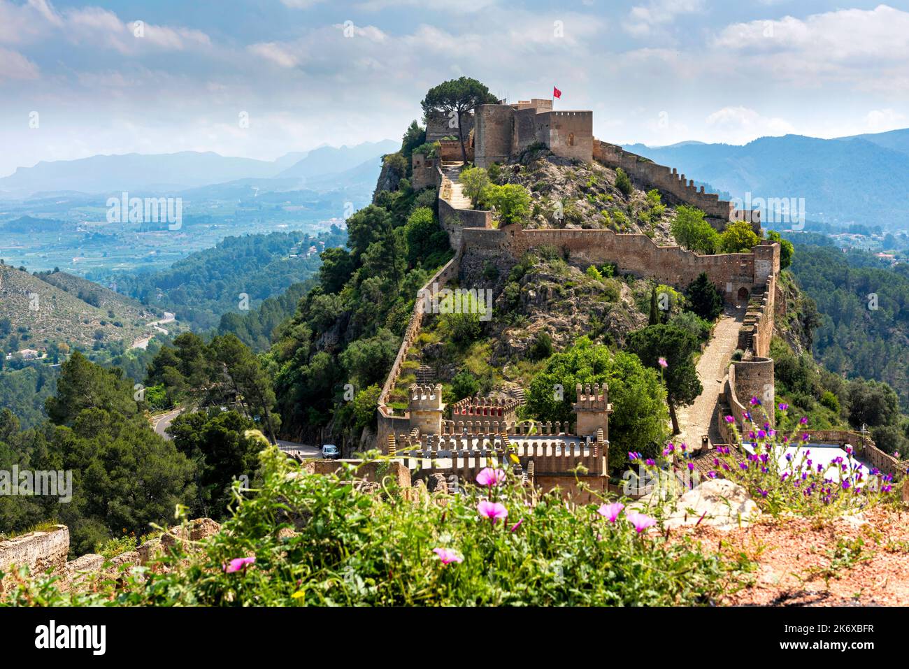 Xativa castle an hours train ride from Valencia in Spain Stock Photo