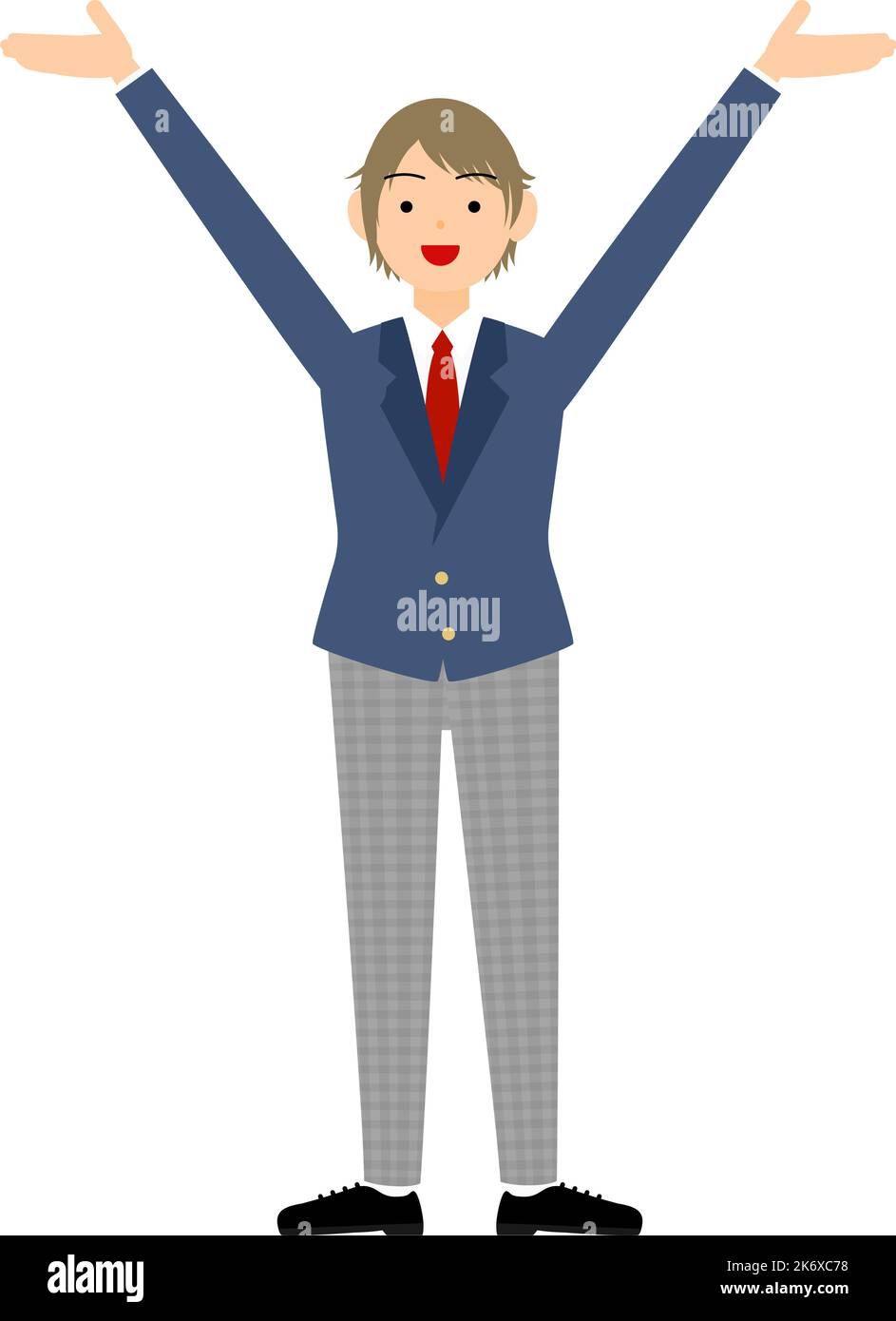 Genderless, blazer uniform, Hailing gesture with outstretched arms Stock Vector