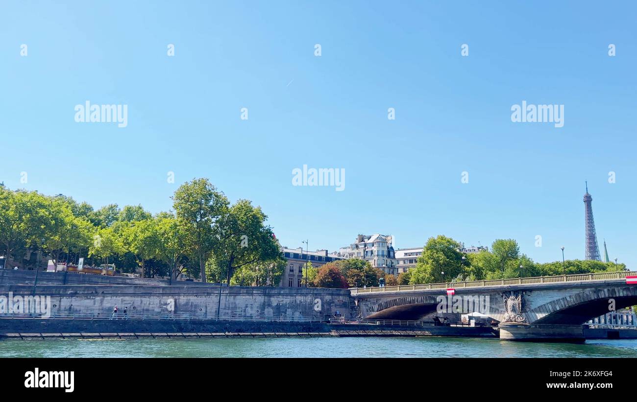 Bridge Pont des Invalides and Alexandre III in Paris over Eiffel Stock ...