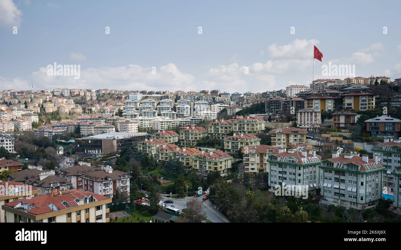 Residential area in Istanbul turkey aerial above drone view Stock Photo