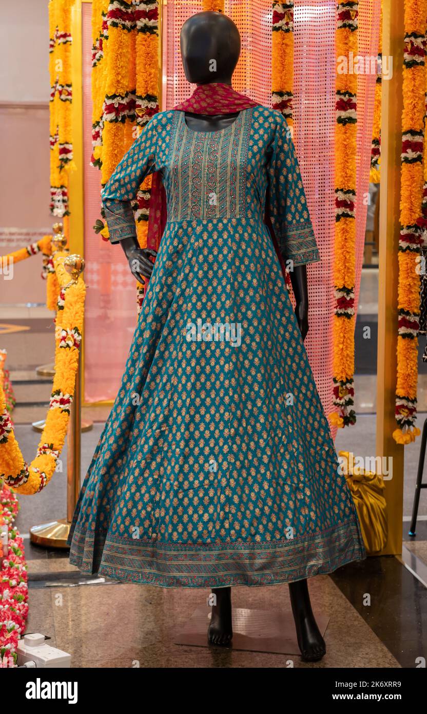 Mannequins with indian costume display in the fashion store. Stock Photo