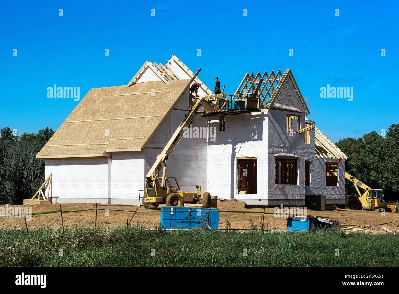 Upscale new home construction. Stock Photo