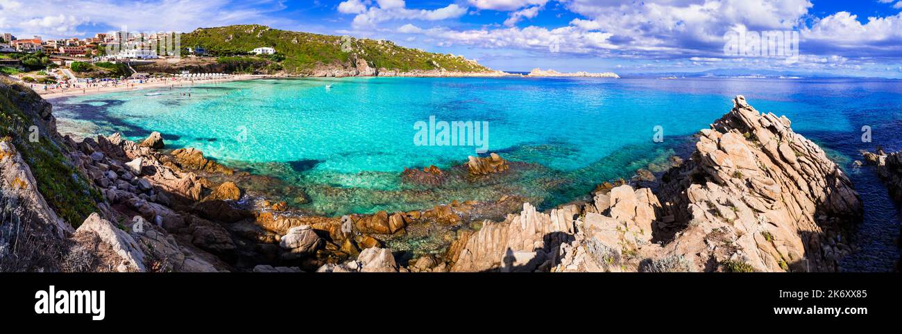Italy summer holidays. Sardegnia island nature scenery. on e of the most beautiful beaches - Santa Teresa di Galura in northern part with turquoise se Stock Photo