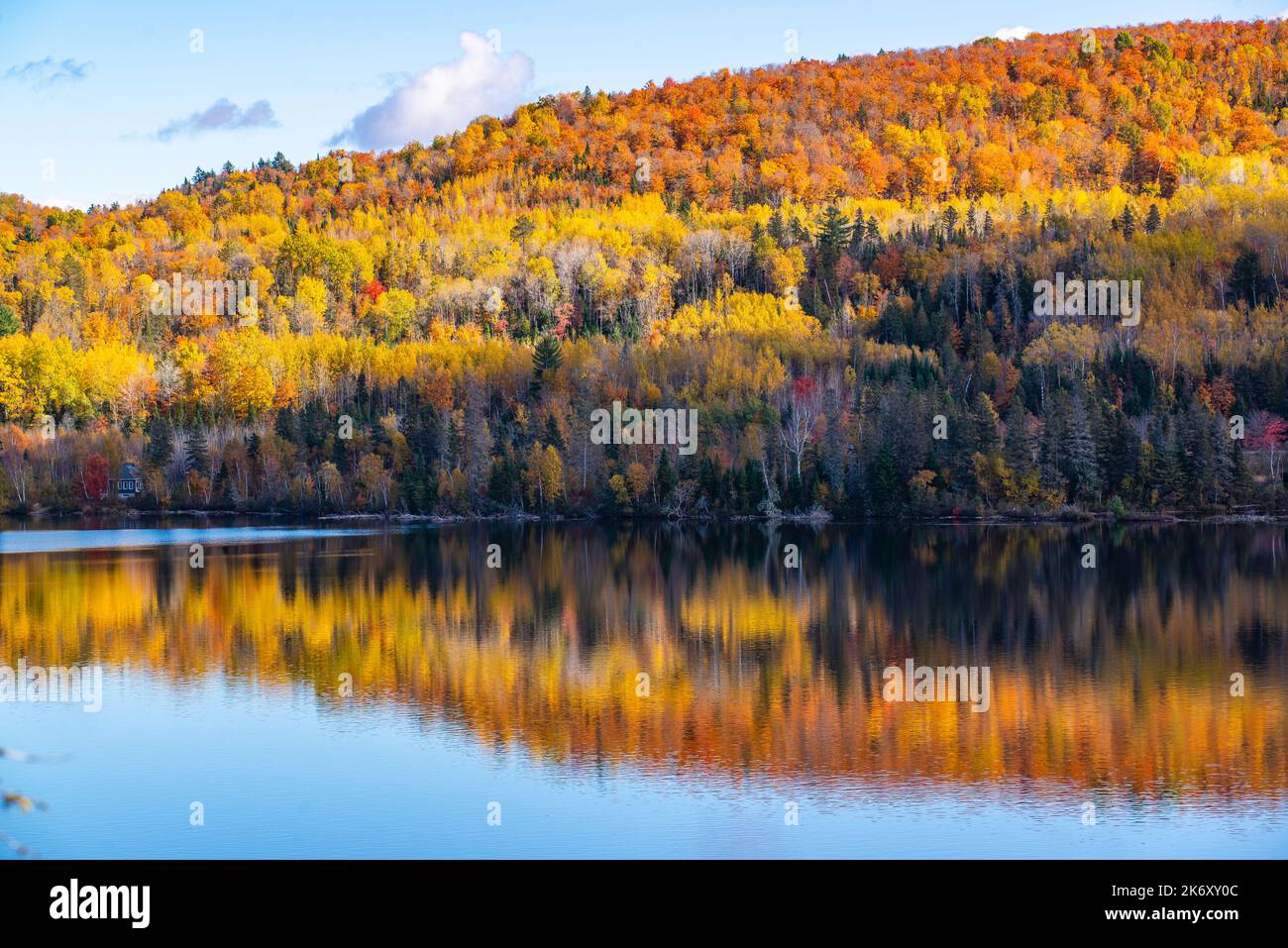 Mauricie, Canada - Oct 08 2022: Picture show the view in the Mauricie national park in colorful autumn Stock Photo
