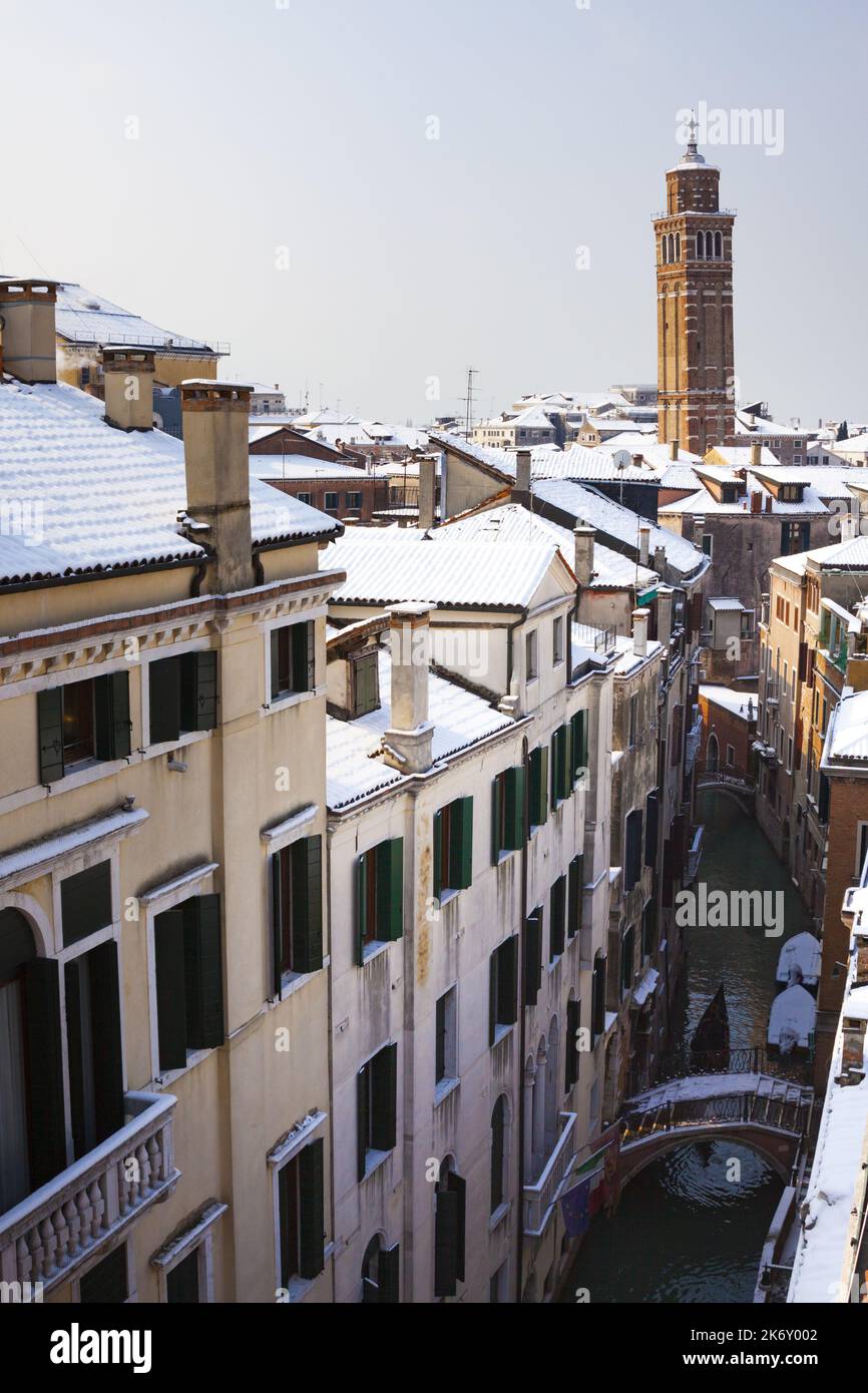 Venice with snow in winter Stock Photo Alamy