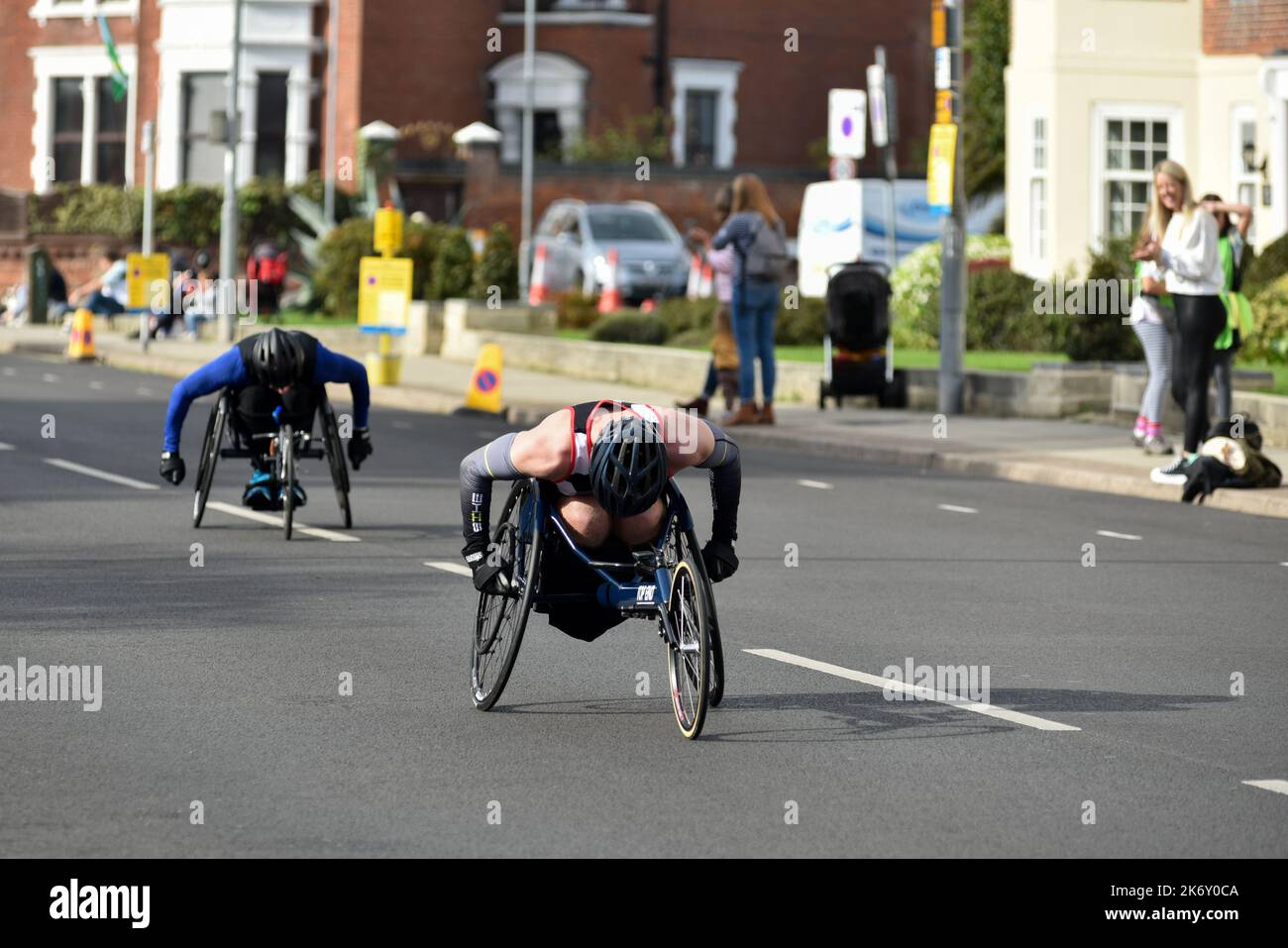 Wheelchair athletes taking part in the Great South Run held in the