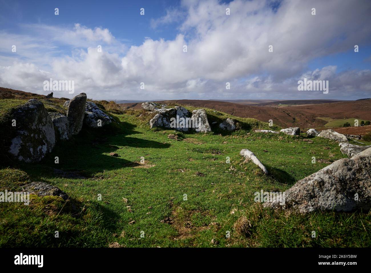 Grimspound stone circles, Dartmoor National Park Stock Photo - Alamy