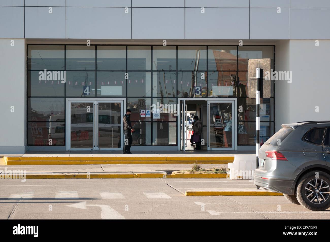 Juliaca, Peru - July 27 2022: Gateway at the Airport with Few People Stock Photo