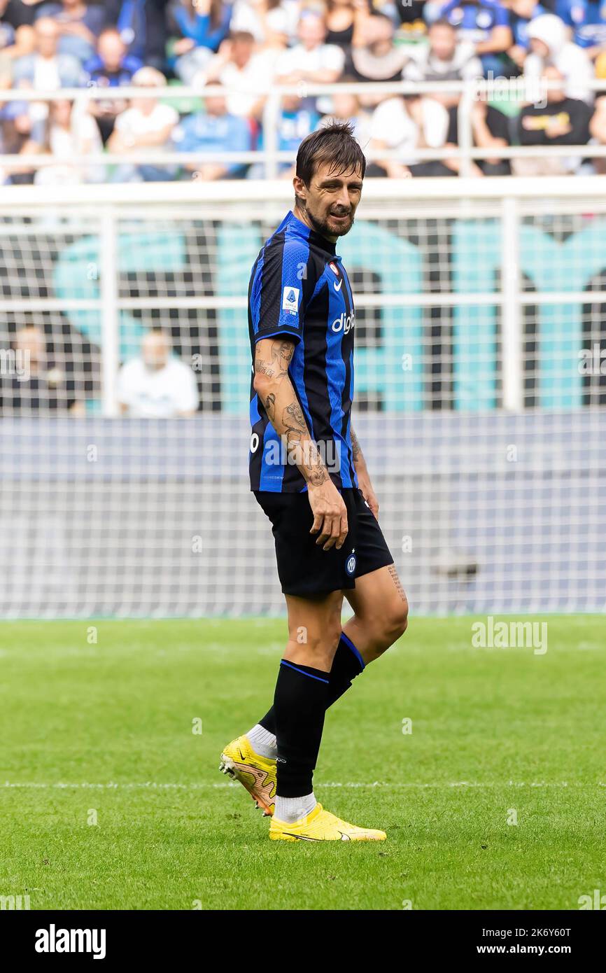 Milano, Italy. 16th Oct, 2022. Francesco Acerbi of FC Internazionale seen during the Serie A football match between FC Internazionale and US Salernitana 1919 at Stadio Giuseppe Meazza in San Siro. Final score; FC Internazionale 2:0 US Salernitana 1919 Credit: SOPA Images Limited/Alamy Live News Stock Photo