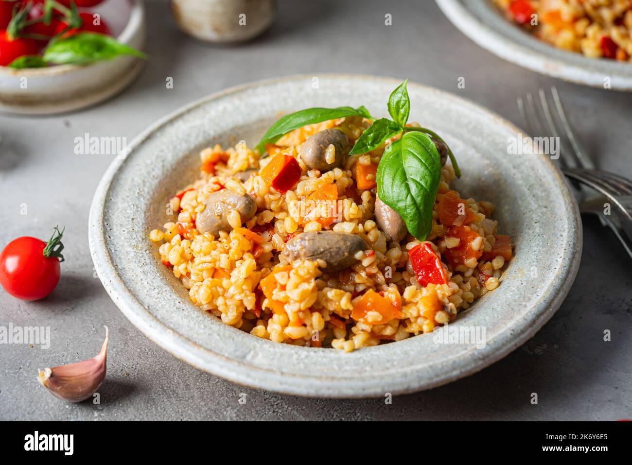 Плов с куриными сердечками