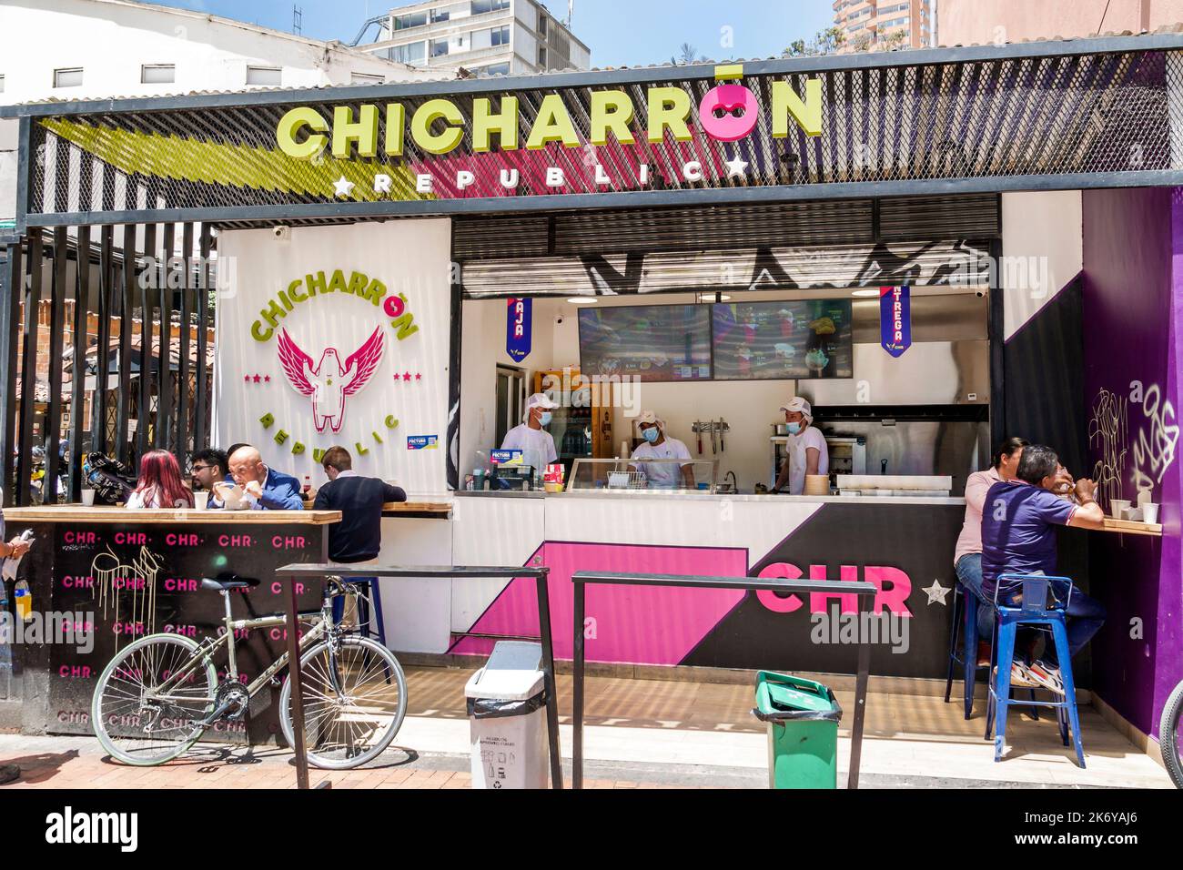 Bogota Colombia,Santa Fe,Chicharron Republic fast food restaurant restaurants dine dining eating