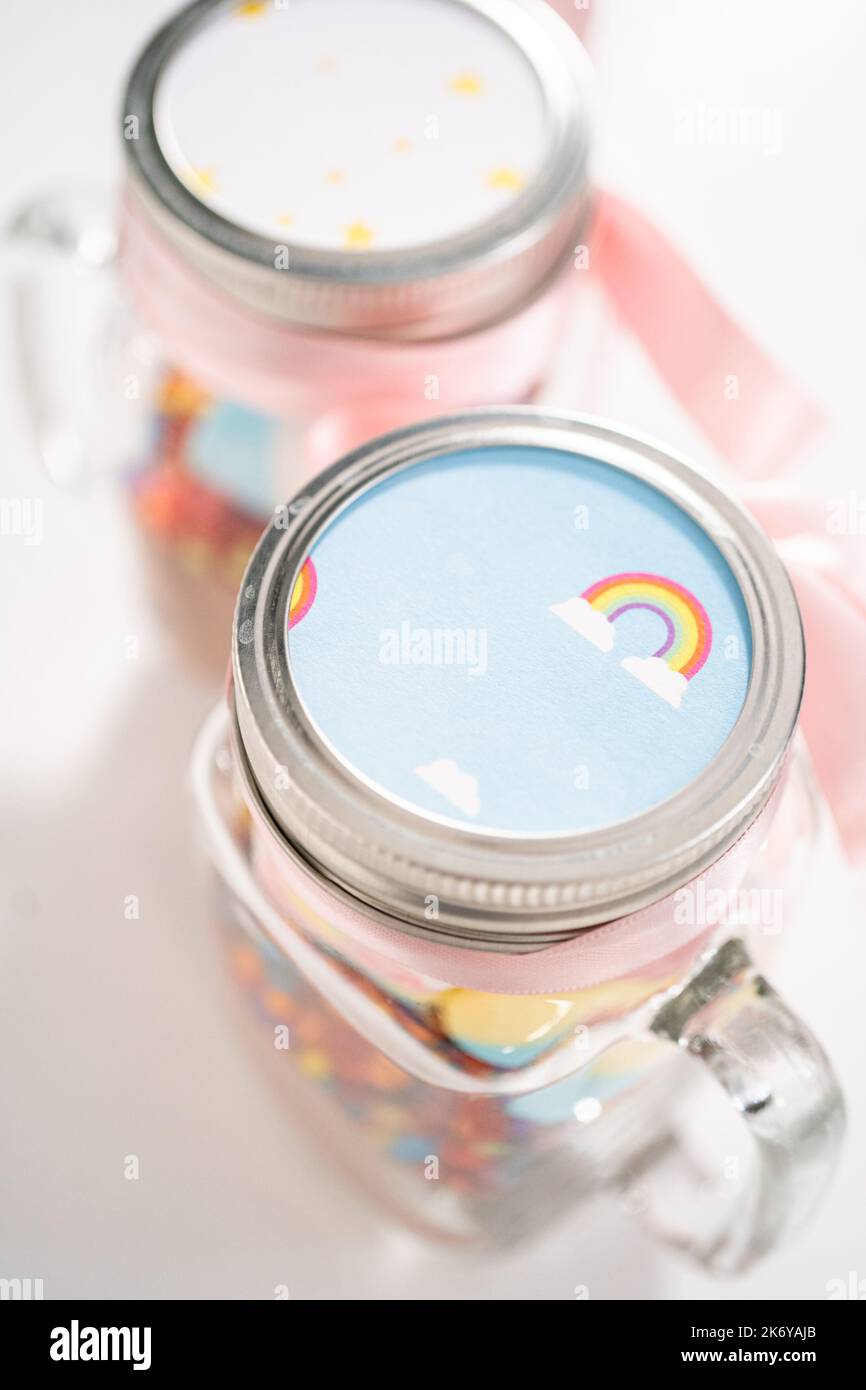 Unicorn hot chocolate mix Stock Photo