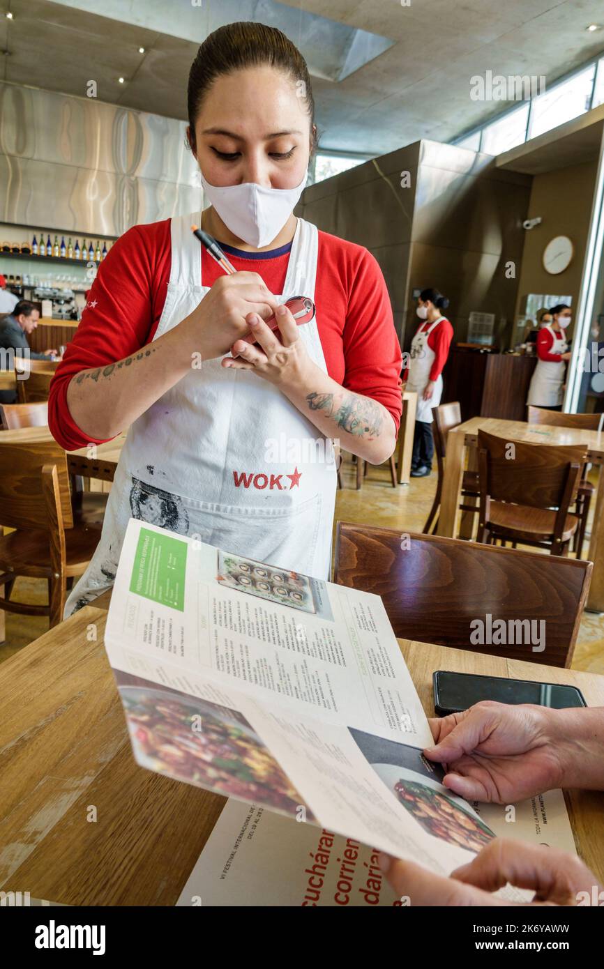 Bogota Colombia,Santa Fe Wok interior inside,restaurant restaurants Asian Thai Japanese restaurant restaurants dine dining eating out casual cafe cafe Stock Photo