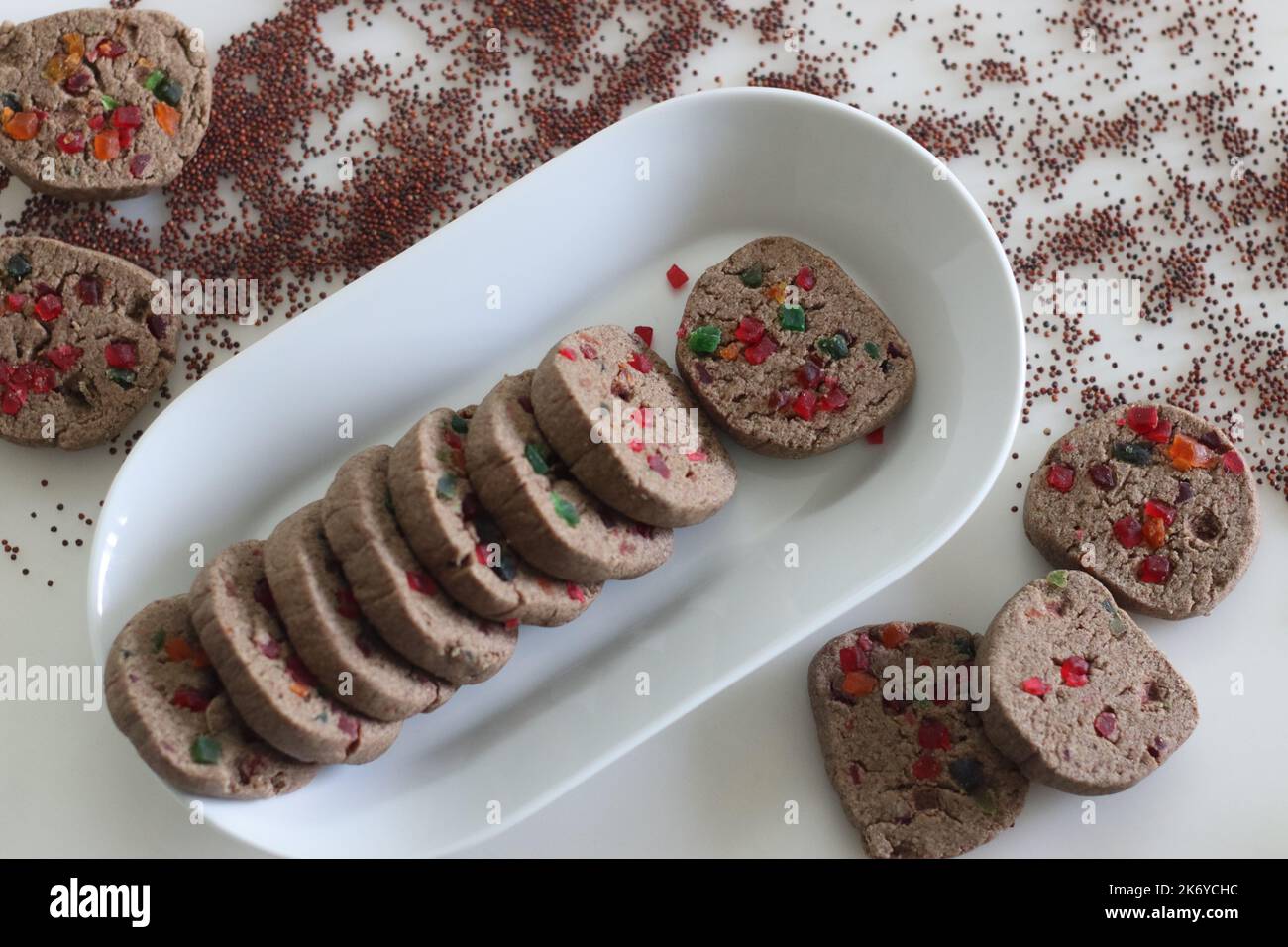 Ragi wheat cookies. Tutti fruity finger millet cookies. A healthy