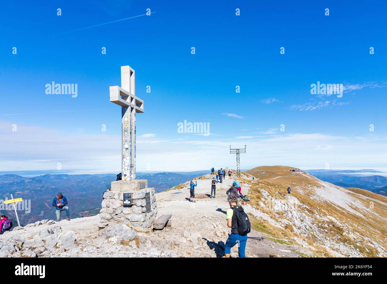 Puchberg am Schneeberg: summit Klosterwappen on mountain Schneeberg in Wiener Alpen, Alps, Niederösterreich, Lower Austria, Austria Stock Photo