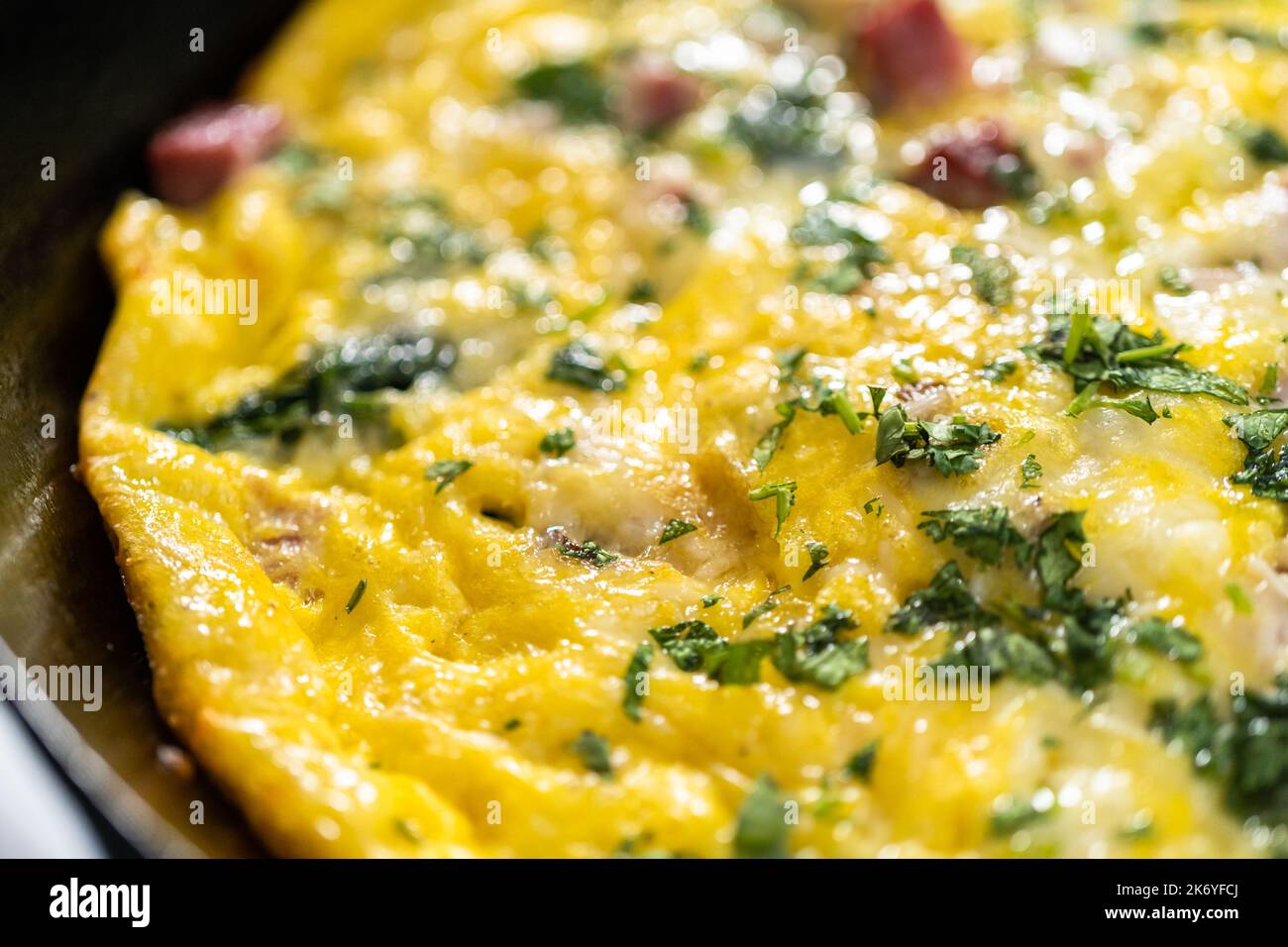 Spinach and ham frittata Stock Photo - Alamy