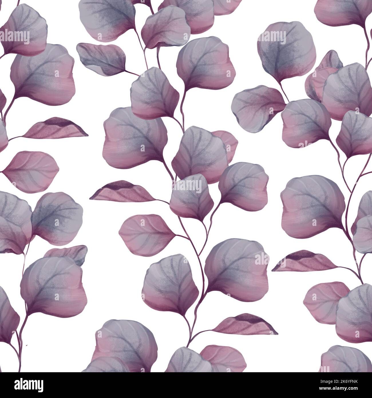 Seamless floral pattern. Delicate leaves and branches on white ...