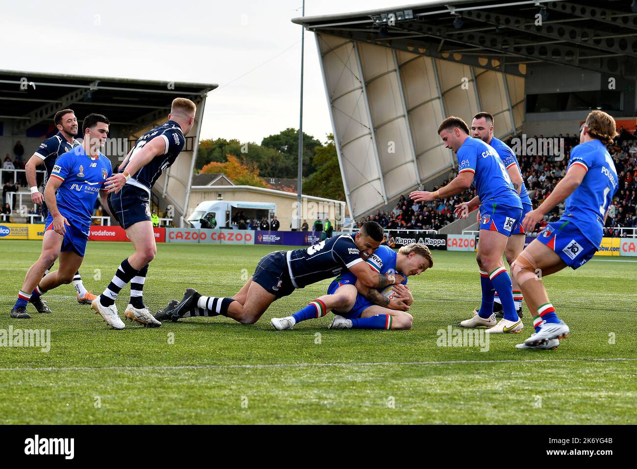 Newcastle, UK. 16th Oct, 2022. 6/10/2022 RLWC2021, Scotland v Italy, Kingston Park, Newcastle, Scotland fought hard for a try after Italy won the game 4-28, UK Credit: Robert Chambers/Alamy Live News Stock Photo