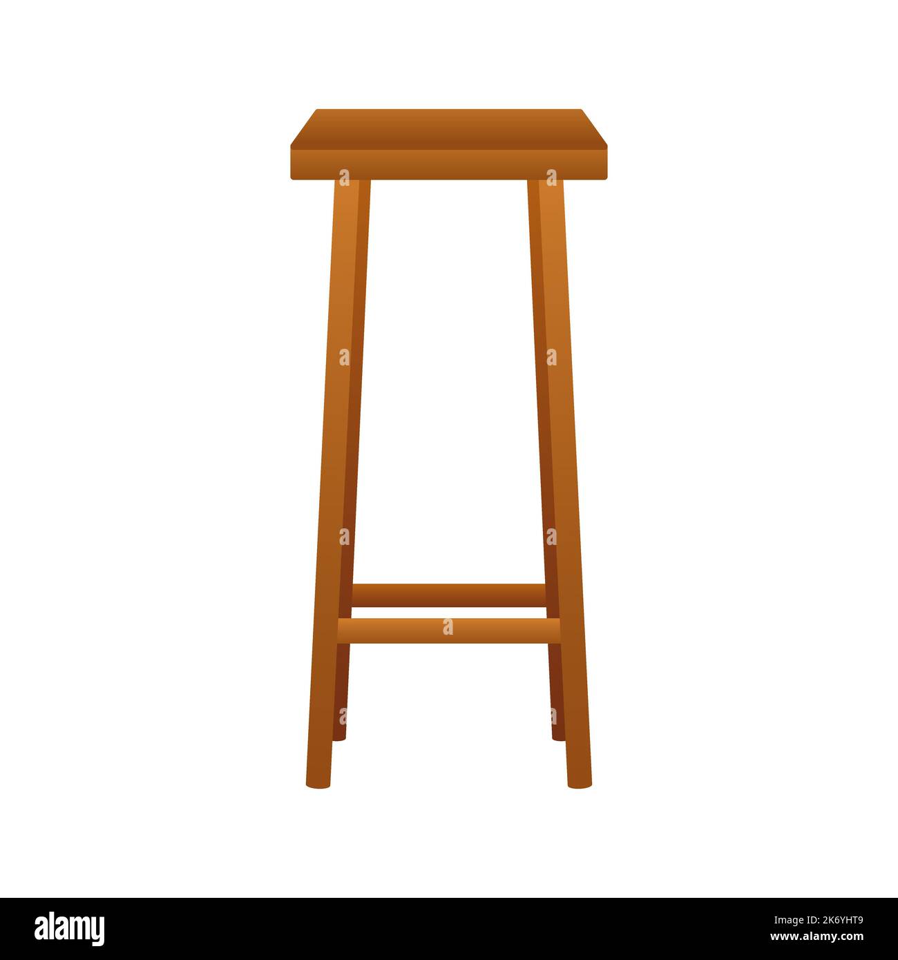 Bar wooden stool. Four legged stool. Vector stock illustration Stock