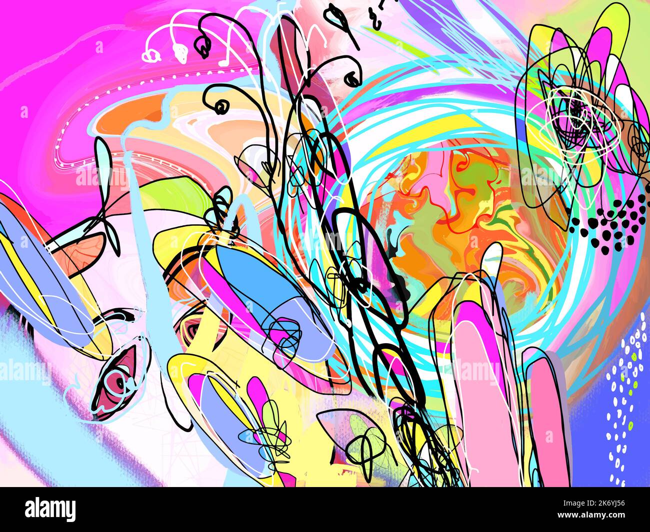 Contemporary abstract art, bright colors abstraction painting artwork vector illustration Stock Vector