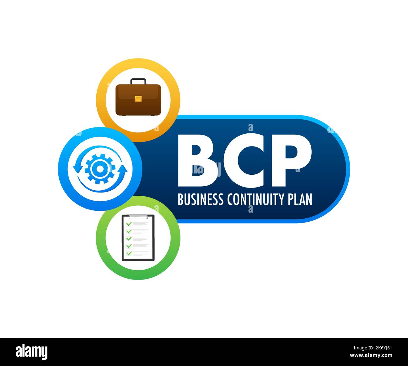 BCP - business continuity Plan business concept. Vector stock illustration. Stock Vector