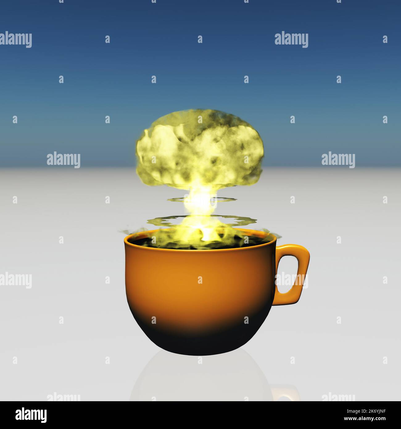Coffee nuke explosion. 3D rendering Stock Photo Alamy
