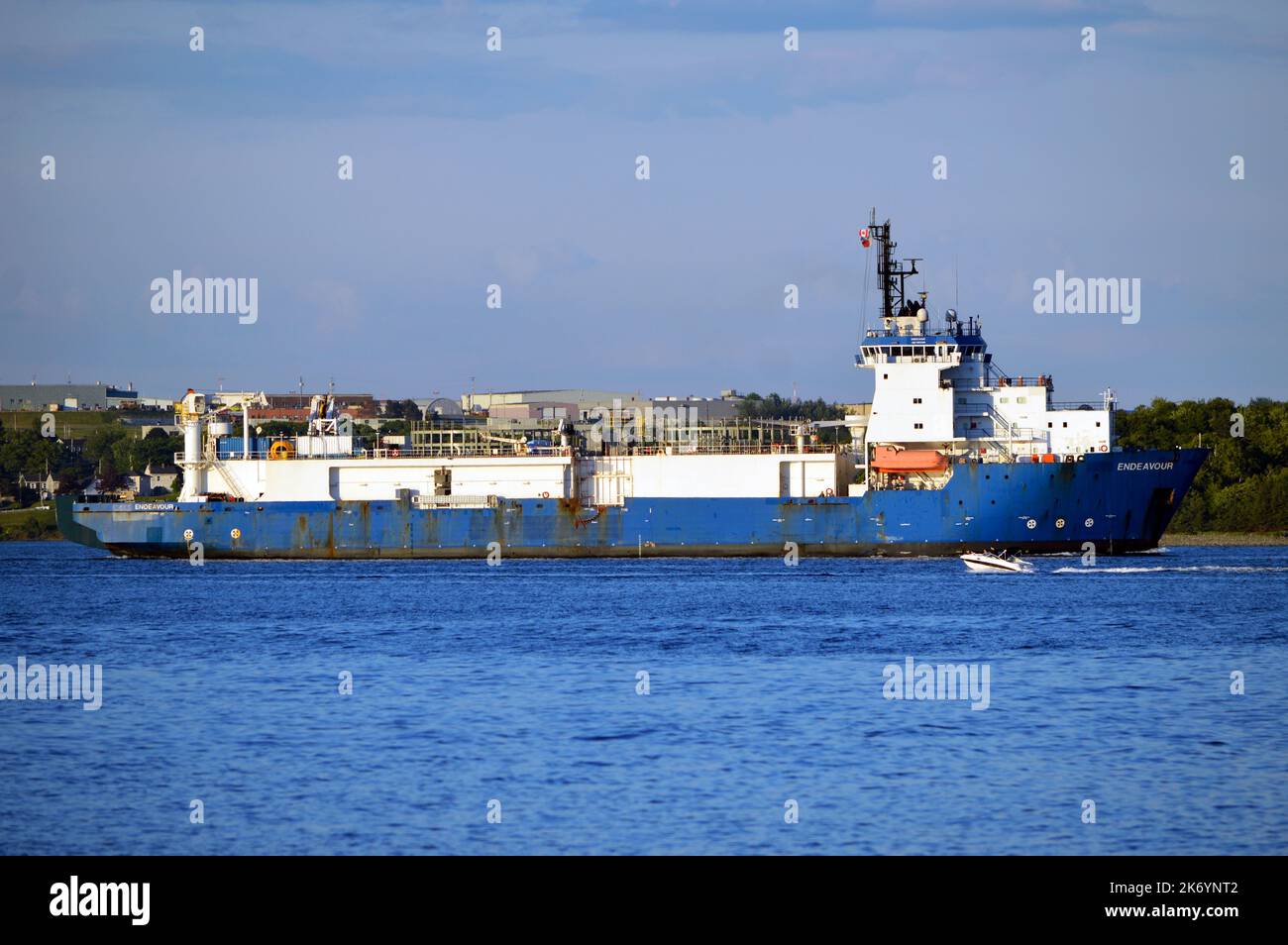 The offshore supply ship ENDEAVOUR (IMO number 9203306) in Halifax Harbour, Nova Scotia, Canada